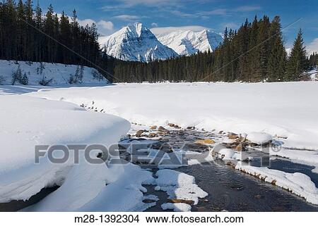 Sunwapta River in winter, Jasper National Park Alberta Canada View Large Photo Image Picture - Sunwapta River in winter, Jasper National Park Alberta Canada. Fotosearch