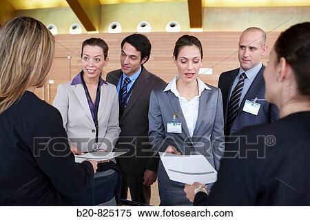 Stock Photography - Supplying documentation to conventioneers, convention center, Kursaal Center. San Sebastian, Guipuzcoa, Basque Country, Spain. Fotosearch