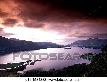 suprise view sunset keswick lake district cumbria england uk View Large Photo Image Stock Photo - suprise view sunset keswick lake district cumbria england uk. Fotosearch