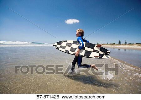 Stock Photograph - Surf School in Mt Maunganui, North Island, New Zealand. Fotosearch