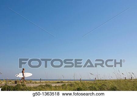 Surfer Girl at Beach Bald Head Island, North Carolina View Large Photo Image Stock Photo - Surfer Girl at Beach Bald Head Island, North Carolina. Fotosearch