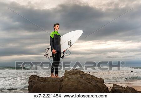 Picture - Surfer. Tarifa, Cadiz, Costa de la Luz, Andalusia, Spain, Europe.. Fotosearch