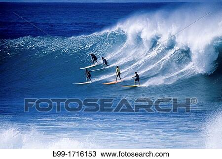 SURFERS ON 30 FOOT WAVE WAIMEA BAY NORTH SHORE OAHU HAWAII USA View Large Photo Image Stock Image - SURFERS ON 30 FOOT WAVE WAIMEA BAY NORTH SHORE OAHU HAWAII USA. Fotosearch