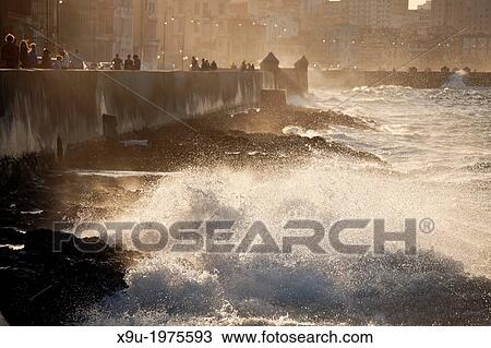 surf's up at the promenade Malecon, Havana, Cuba, Caribbean. View Large Photo Image Stock Image - surf's up at the promenade Malecon, Havana, Cuba, Caribbean.. Fotosearch