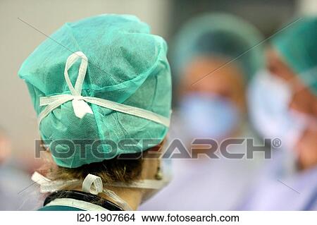Picture - Surgeon, Surgery, Operating room, Onkologikoa Hospital, Oncology Institute, Case Center for prevention, diagnosis and treatment of cancer, Donostia, San Sebastian, Gipuzkoa, Basque Country, Spain. Fotosearch