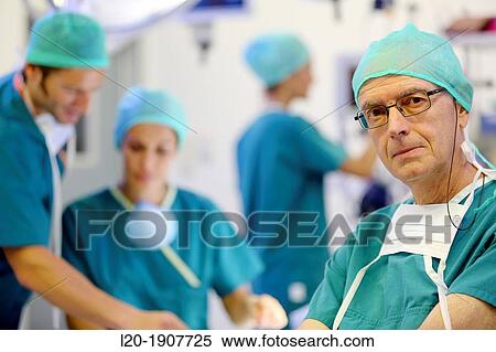 Stock Photography - Surgeon, Surgery, Operating room, Onkologikoa Hospital, Oncology Institute, Case Center for prevention, diagnosis and treatment of cancer, Donostia, San Sebastian, Gipuzkoa, Basque Country, Spain. Fotosearch