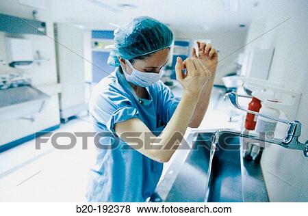 Stock Photo - Surgeon washing hands. Fotosearch