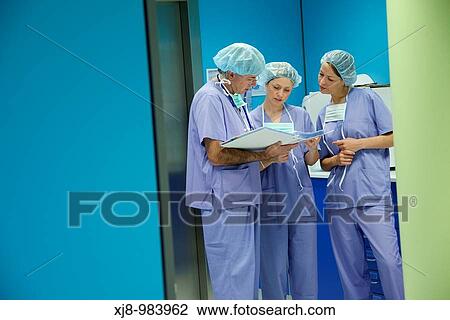 Stock Image - Surgeons, surgical block. Hospital Policlinica Gipuzkoa, San Sebastian, Donostia, Euskadi, Spai. Fotosearch