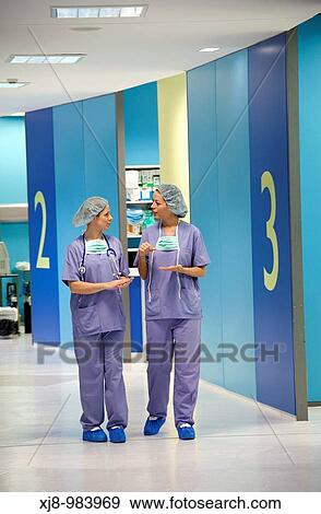 Stock Photo - Surgeons, surgical block. Hospital Policlinica Gipuzkoa, San Sebastian, Donostia, Euskadi, Spai. Fotosearch
