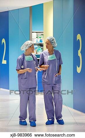Stock Photograph - Surgeons, surgical block. Hospital Policlinica Gipuzkoa, San Sebastian, Donostia, Euskadi, Spai. Fotosearch