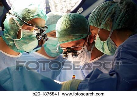 Stock Image - Surgeons, Vascular Operating Room, Surgery, Hospital Donostia, San Sebastian, Gipuzkoa, Basque Country, Spain. Fotosearch