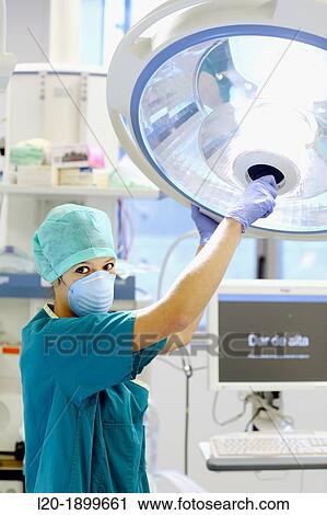 Stock Image - Surgery, Operating room, Onkologikoa Hospital, Oncology Institute, Case Center for prevention, diagnosis and treatment of cancer, Donostia, San Sebastian, Gipuzkoa, Basque Country, Spain. Fotosearch