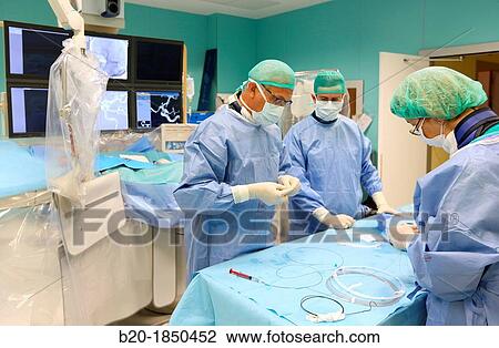 Stock Image - Surgery preparation, Planification, Interventional Neuroradiology, Operating Theatre, Radiology Department, Donostia Hospital, San Sebastian, Donostia, Gipuzkoa, Basque Country, Spain. Fotosearch