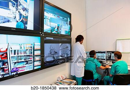 Surgery preparation screens, Interventional Neuroradiology, Radiology Department, Donostia Hospital, San Sebastian, Donostia, Gipuzkoa, Basque Country, Spain View Large Photo Image Stock Photo - Surgery preparation screens, Interventional Neuroradiology, Radiology Department, Donostia Hospital, San Sebastian, Donostia, Gipuzkoa, Basque Country, Spain. Fotosearch