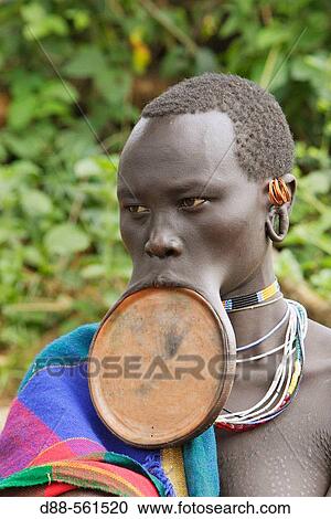 Surma woman. Near Kibish. Ethiopia. View Large Photo Image Stock Image - Surma woman. Near Kibish. Ethiopia.. Fotosearch