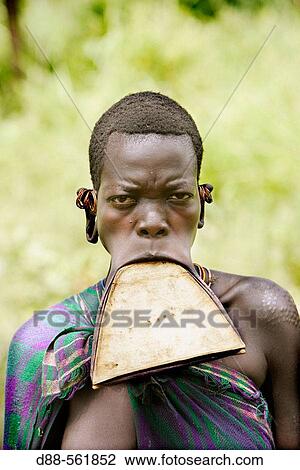 Surma woman. Near Kibish. Ethiopia. View Large Photo Image Stock Image - Surma woman. Near Kibish. Ethiopia.. Fotosearch