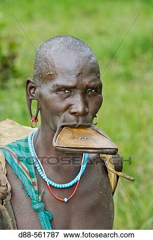 Stock Photo - Surma woman. Near Kibish. Ethiopia.. Fotosearch