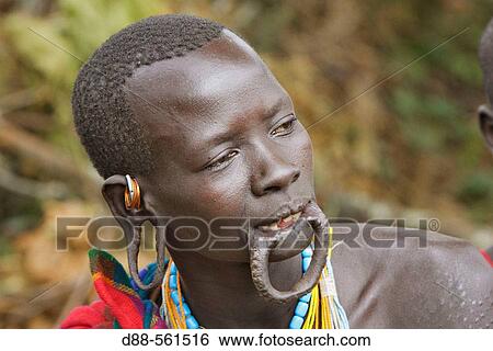 Stock Photograph - Surma woman. Near Kibish. Ethiopia.. Fotosearch