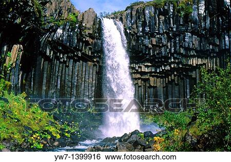 Stock Photograph - Svartifoss Waterfall, Iceland. Fotosearch
