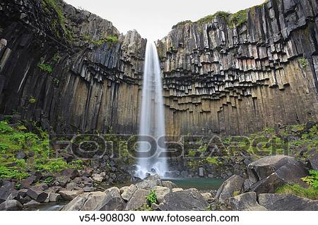 Svartifoss waterfall, Skaftafell park, Iceland View Large Photo Image Stock Image - Svartifoss waterfall, Skaftafell park, Iceland. Fotosearch