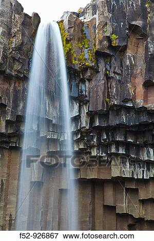 Svartifoss waterfall, Skaftafell National Park, Iceland View Large Photo Image Stock Photo - Svartifoss waterfall, Skaftafell National Park, Iceland. Fotosearch