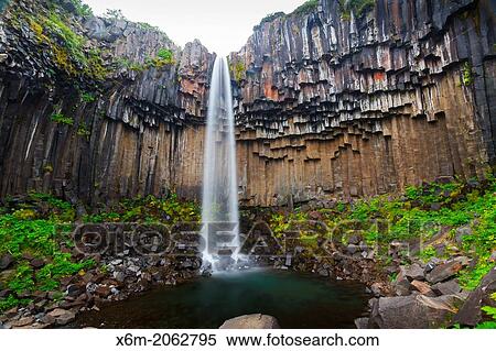 Stock Photography - Svartifoss waterfall. Skaftafell National Park. Iceland, Europe.. Fotosearch