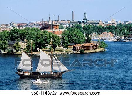 Sweden, Stockholm, Vintage Sailing Ships View Large Photo Image Stock Photo - Sweden, Stockholm, Vintage Sailing Ships. Fotosearch