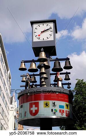 Swiss Glockenspiel clock Leicester Square London. View Large Photo Image Stock Photo - Swiss Glockenspiel clock Leicester Square London.. Fotosearch