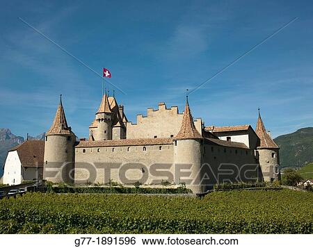 Switzerland, Canton Vaud Aigle The Castle of Aigle. View Large Photo Image Stock Photograph - Switzerland, Canton Vaud Aigle The Castle of Aigle.. Fotosearch