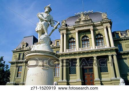 Switzerland, Lausanne, Guillaume Tell statue, Palais de Justice View Large Photo Image Stock Photo - Switzerland, Lausanne, Guillaume Tell statue, Palais de Justice. Fotosearch