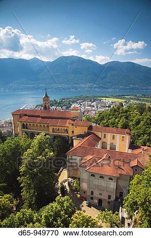 Switzerland, Ticino, Lake Maggiore, Locarno, Madonna del Sasso church View Large Photo Image Stock Image - Switzerland, Ticino, Lake Maggiore, Locarno, Madonna del Sasso church. Fotosearch