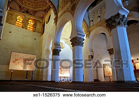 Synagogue of Santa Maria la Blanca, s. XII, Mudejar, Toledo, Spain. View Large Photo Image Stock Photography - Synagogue of Santa Maria la Blanca, s. XII, Mudejar, Toledo, Spain.. Fotosearch