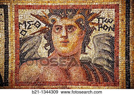 Syria, Hauran, Museum of Shahba: detail of the mosaic of the Four Seasons, the Summer, 3rd Century View Large Photo Image Stock Photo - Syria, Hauran, Museum of Shahba: detail of the mosaic of the Four Seasons, the Summer, 3rd Century. Fotosearch