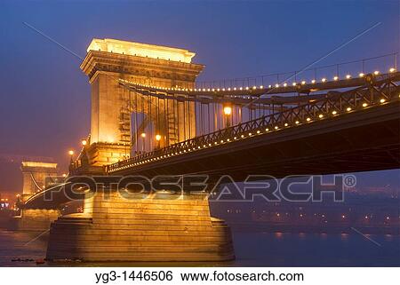 Sz? chenyi Chain Bridge and Danube river at night, Budapest, Hungary View Large Photo Image Stock Photograph - Sz? chenyi Chain Bridge and Danube river at night, Budapest, Hungary. Fotosearch