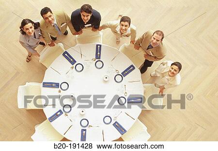 Stock Photo - Table set for lunch at convention center. Fotosearch