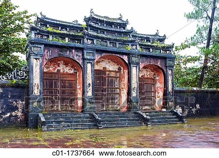 Tam Quan triple gate, tomb of Emperor Minh Mang, Hu?, Central Vietnam View Large Photo Image Picture - Tam Quan triple gate, tomb of Emperor Minh Mang, Hu?, Central Vietnam. Fotosearch