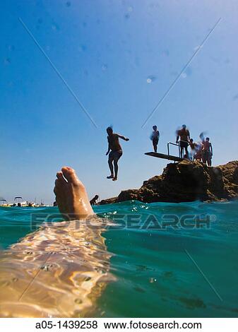 Stock Photo - Tamariu beach, Palafrugell, Baix Emporda, Costa Brava, Girona province, Catalonia, Spain. Fotosearch