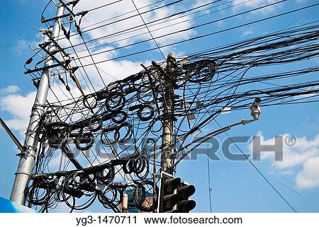 Tangle of powerlines, Shanghai, China View Large Photo Image Stock Image - Tangle of powerlines, Shanghai, China. Fotosearch