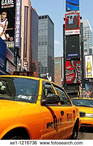 taxi, Broadway, New York, USA View Large Photo Image Stock Photograph - taxi, Broadway, New York, USA. Fotosearch