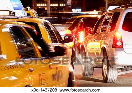 Taxi cab, Broadway, New York City View Large Photo Image Stock Photo - Taxi cab, Broadway, New York City. Fotosearch