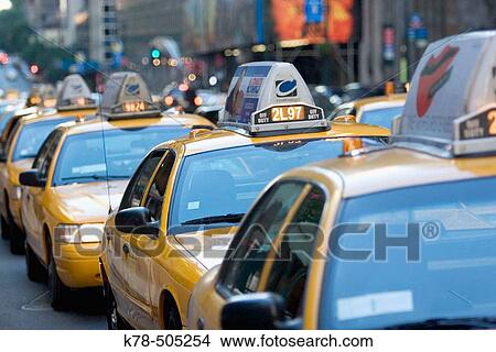 Picture - Taxi stand, Manhattan, NY, USA. Fotosearch