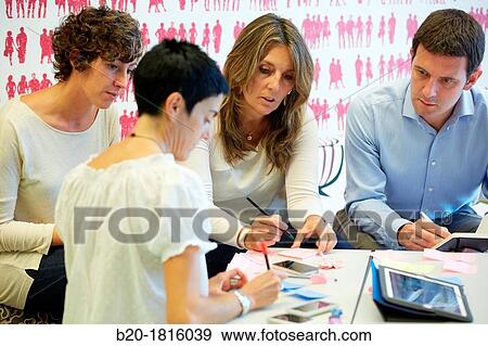 Stock Photo - Team of business executives, Focus group, Creativity workshop, Innovation Strategies, Tecnalia Research & Innovation, Basque Country, Spain. Fotosearch