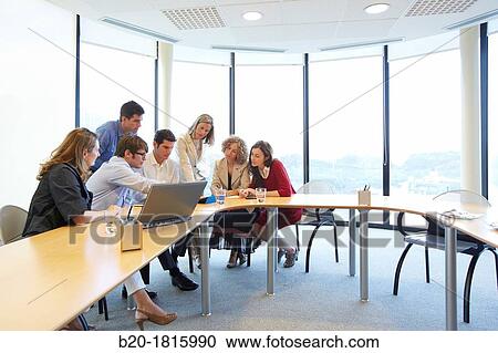 Stock Image - Team of business executives, Meeting, Innovation Strategies, Tecnalia Research & Innovation, Basque Country, Spain. Fotosearch