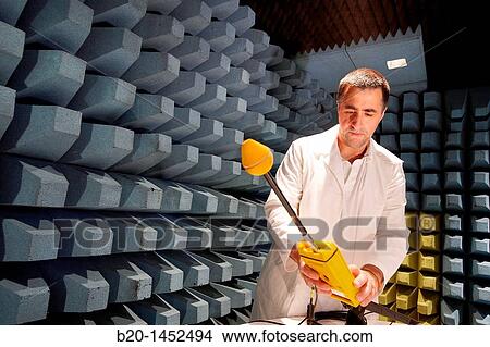 Picture - Technical measurement of electromagnetic compatibility in a test chamber, Tecnalia Research & Innovation, Zamudio, Bizkaia, Euskadi, Spain. Fotosearch