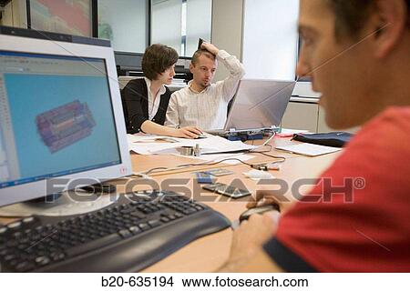 Picture - Technical office. Talleres MYL. Screw productions and repairing. Mendaro. Gipuzkoa, Euskadi, Spain. Fotosearch