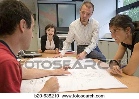 Stock Image - Technical office. Talleres MYL. Spindle manufacturing and repairing. Mendaro. Gipuzkoa, Euskadi, Spain. Fotosearch