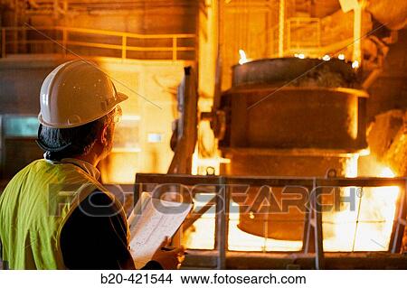 Technician in foundry, steel industry. Biscay, Euskadi, Spain View Large Photo Image Picture - Technician in foundry, steel industry. Biscay, Euskadi, Spain. Fotosearch