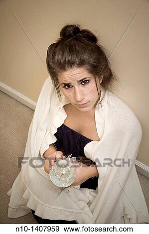Teen girl holding a glass globe View Large Photo Image Stock Photo - Teen girl holding a glass globe. Fotosearch
