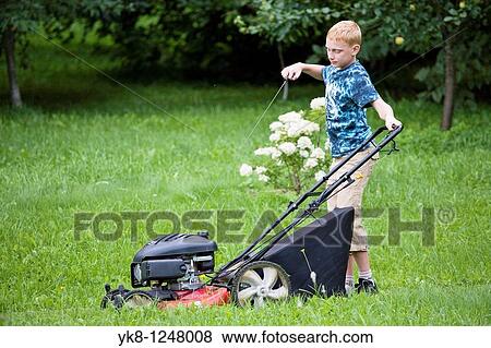 Teenage Boy Mowing Lawn Using Lawn Mower View Large Photo Image Stock Photo - Teenage Boy Mowing Lawn Using Lawn Mower. Fotosearch