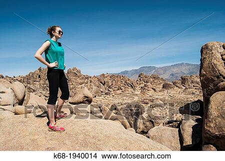 Teenage girl, 17, in the Alabama Hills, California, USA. View Large Photo Image Picture - Teenage girl, 17, in the Alabama Hills, California, USA.. Fotosearch